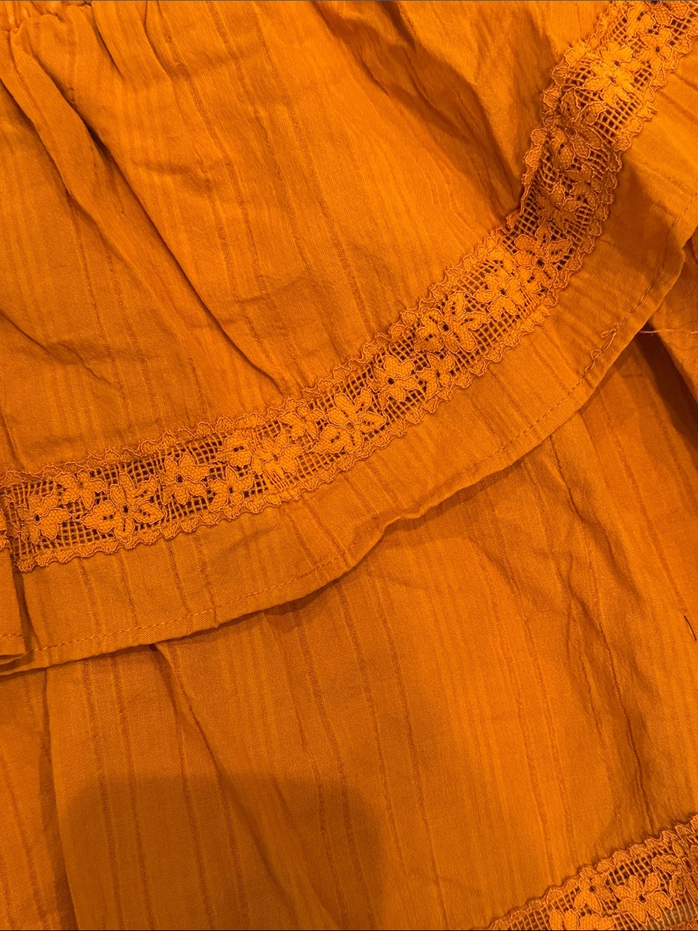 NWT wild fable Cotton Tiered Lace-Trim Mini Skirt in Burnt Orange - Picture 7 of 10